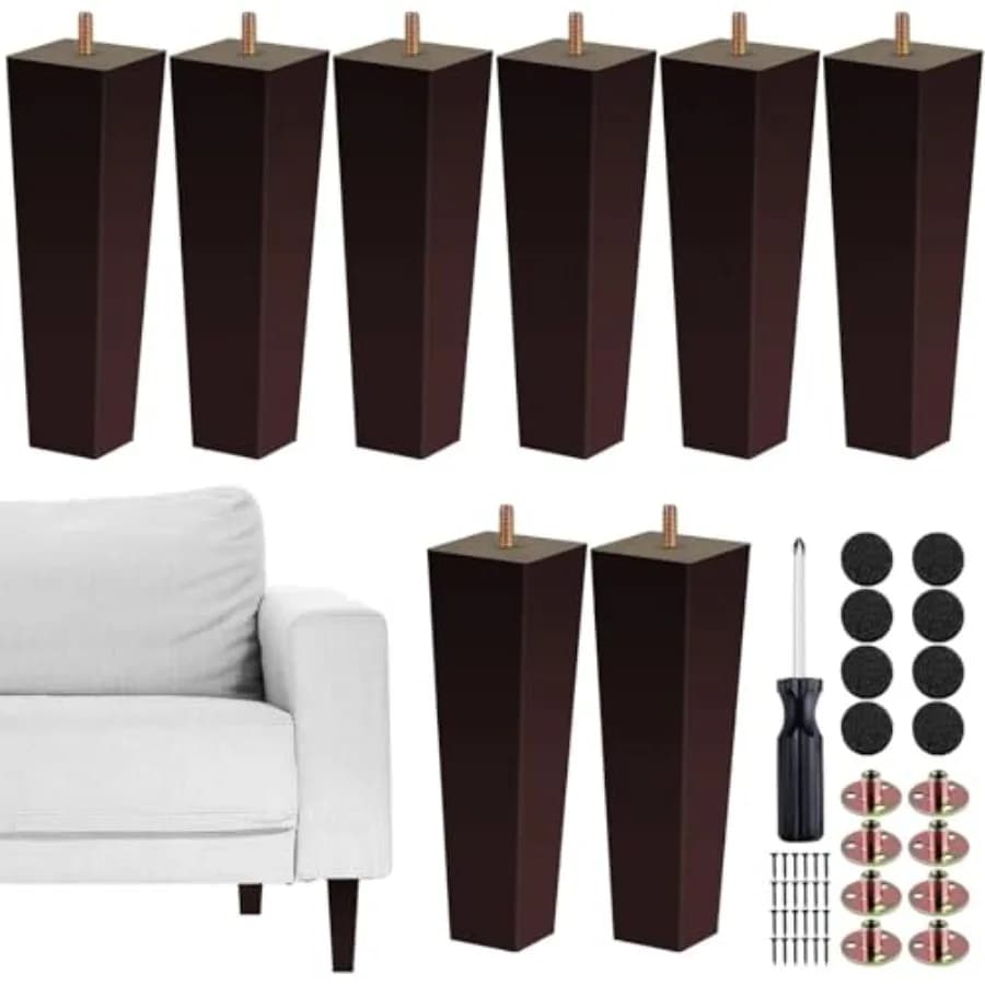 Set di Gambe per Mobili in Legno Massello, Gambe Quadrate per Divano, Piedini di Ricambio per Poltrone, Letti, Cassettiere in Stile Mid-Century