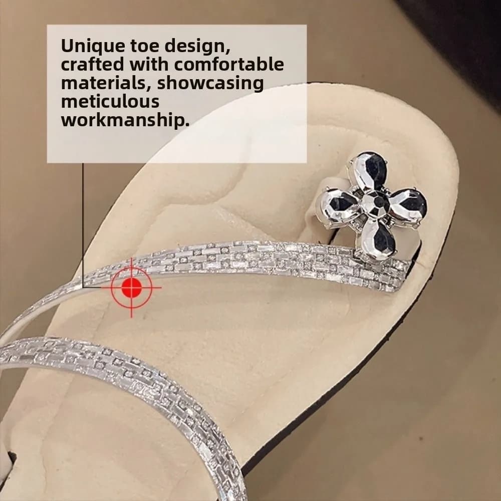 Fashion Rhinestones Summer Women's Sandals Anti-slip Cross Straps Flip Flops Comfortable Toe Ring Sandals Summer Girl's Footwear