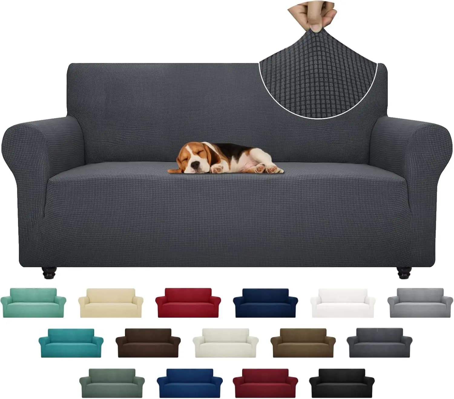 Universal Elasticized Coprivano 72-92 Pollici, Washable Protection for Furniture Suitable for Domestic Animals with Elastic Fund, Dark Grey