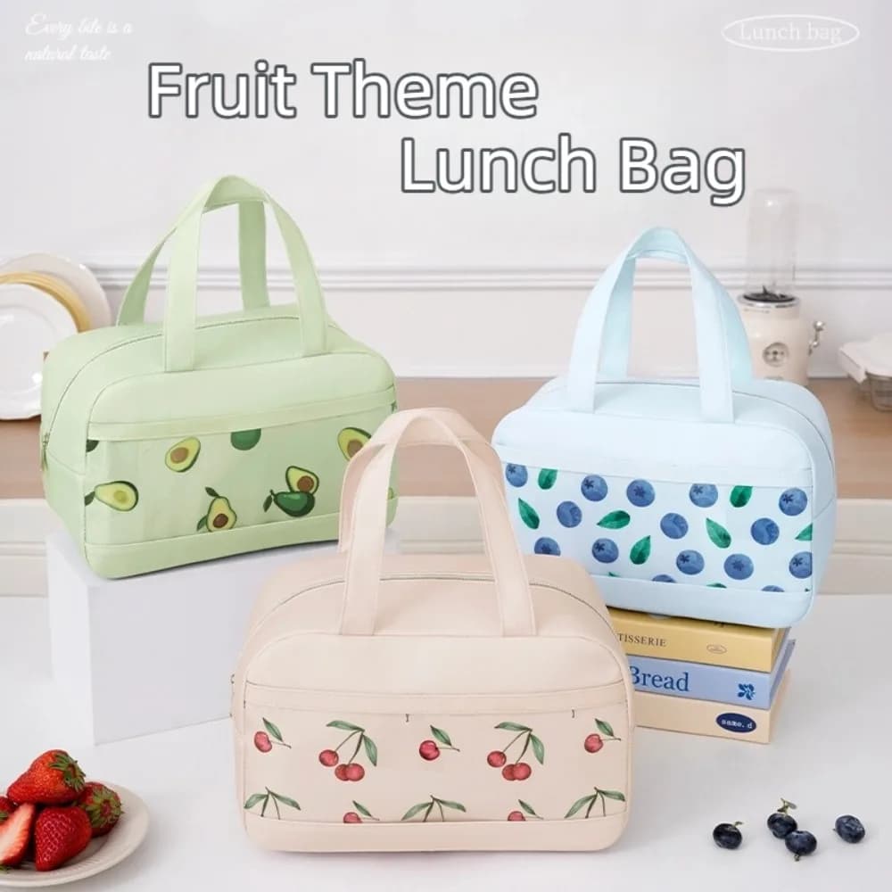 Nuova Borsa Termica per il Pranzo con Stampa Frutta, Contenitore Isolato Anti-Perdita in Alluminio per Cena, Ideale per Viaggi