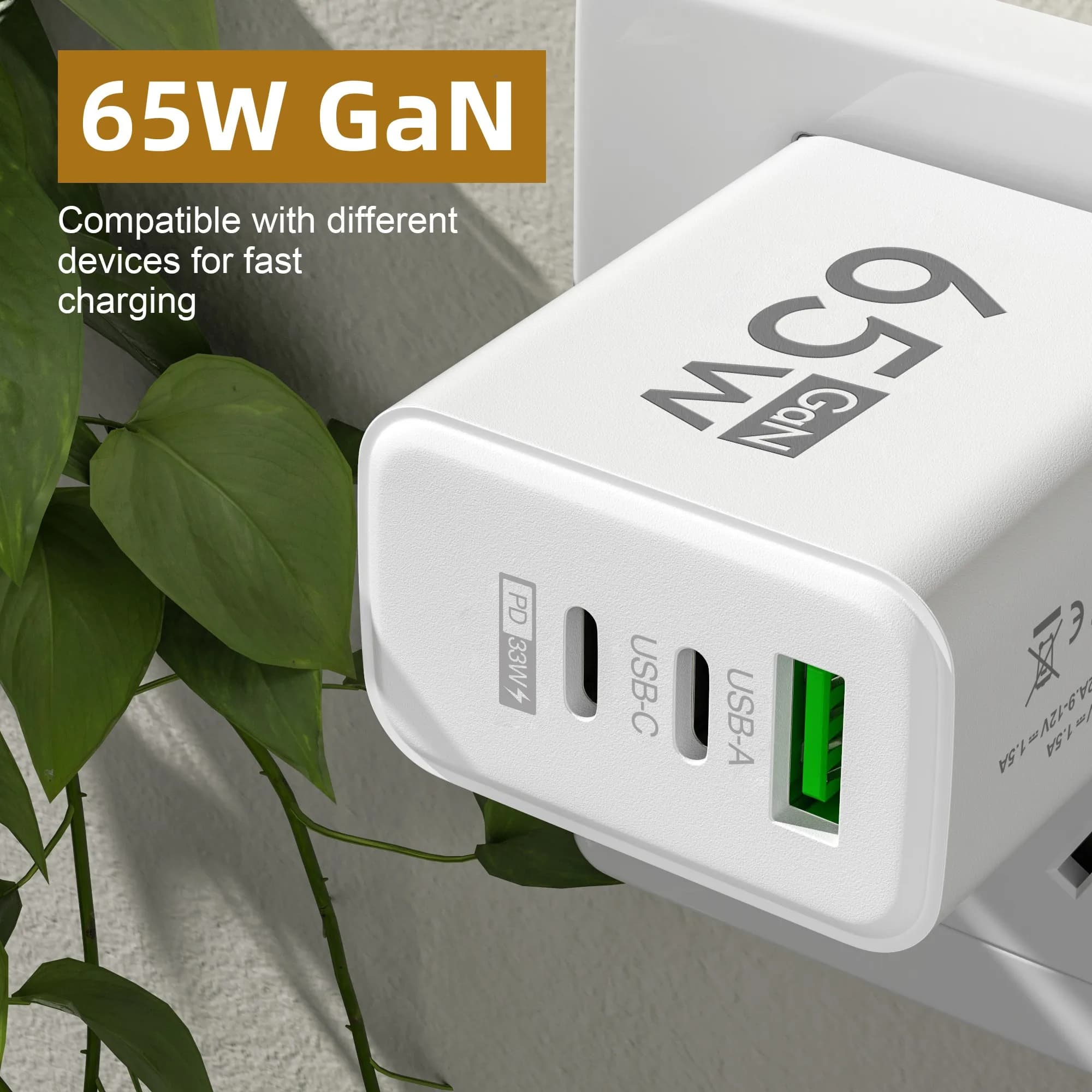 GaN 65W USB PD QC3.0 Caricatore di ricarica rapida EU KR US Plug Adattatore di alimentazione da parete per iPhone 15 Xiaomi Samsung Huawei Caricatore da viaggio