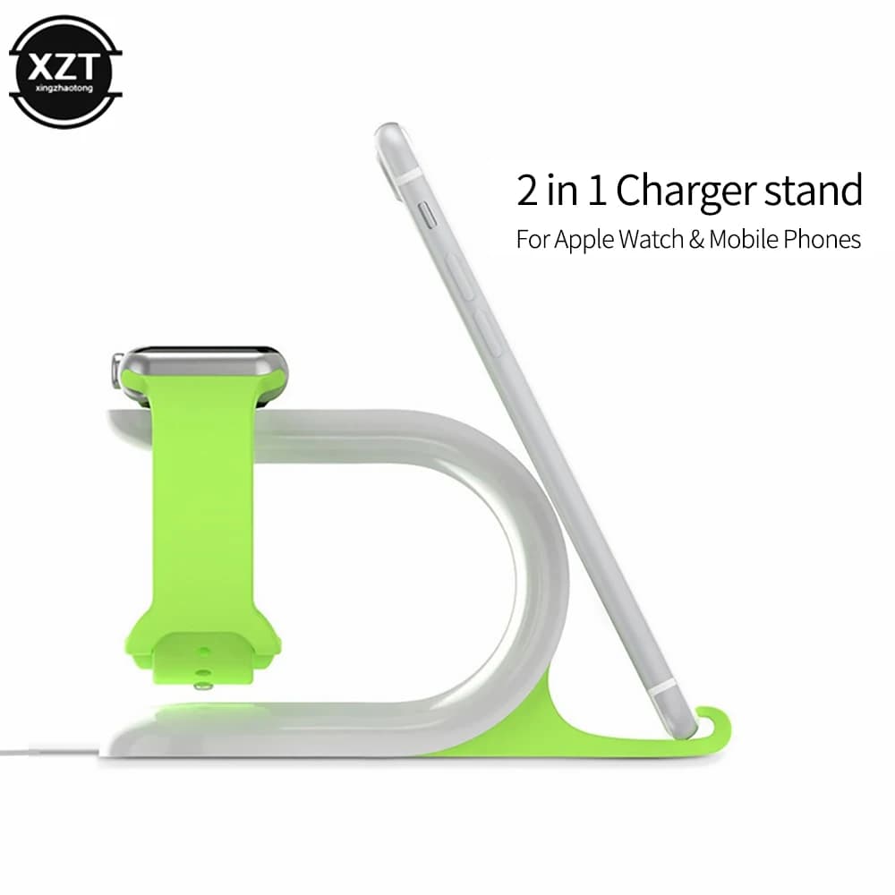 Supporto per caricabatterie per stazione di ricarica multiplo 2 in 1 per Apple Watch per iPhone Supporto per tablet per telefono cellulare Samsung