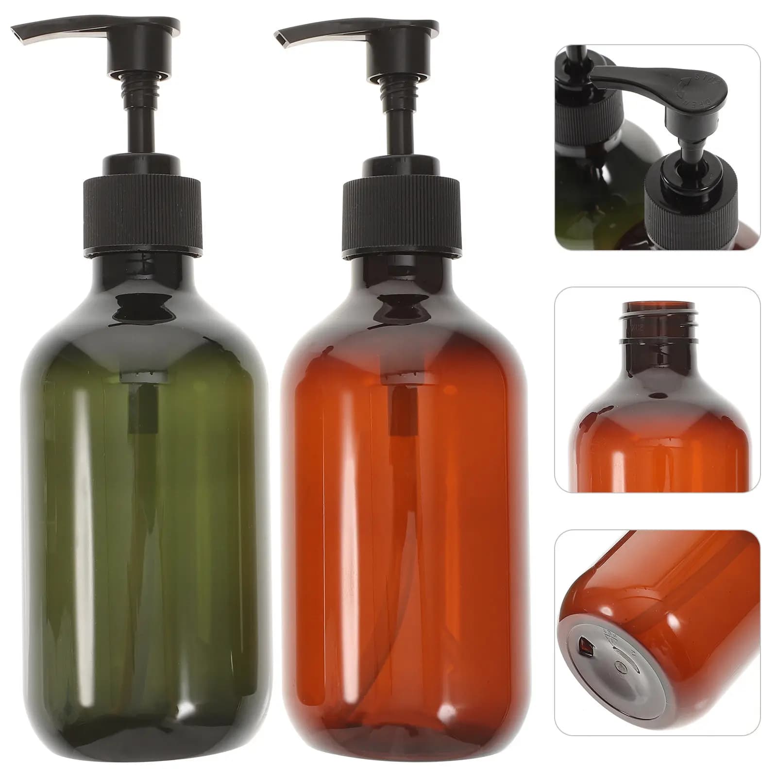 6Pcs 300Ml Liquid Dispenser Bottle Set for Shampoo Soap Lotion Emulsion Wash Gel Portable Reusable Pump Storage Container Light