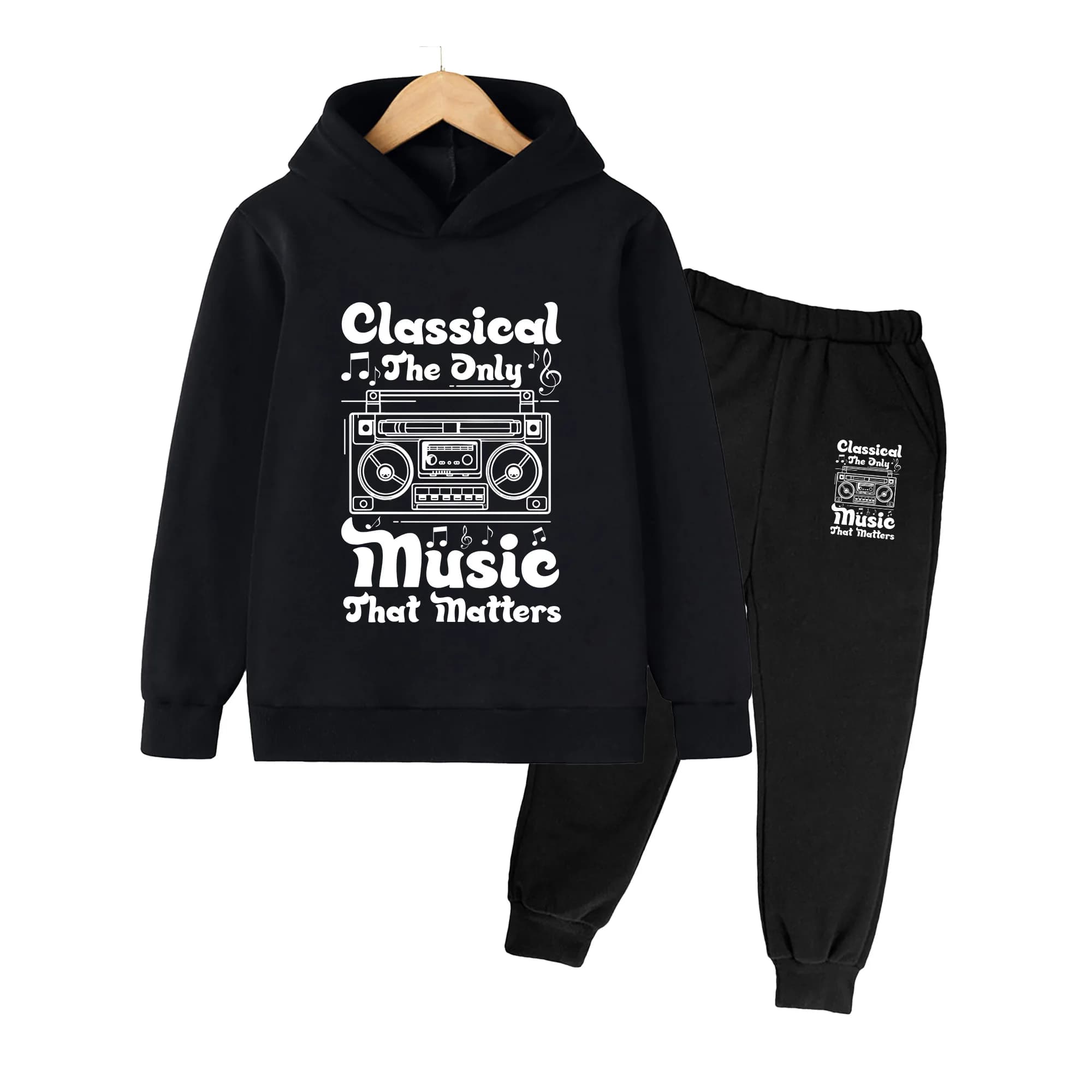 Kids Hoodie and Sweatpants Set, Cartoon Print Long Sleeve Outfit for Boys Girls, Casual Daily Wear