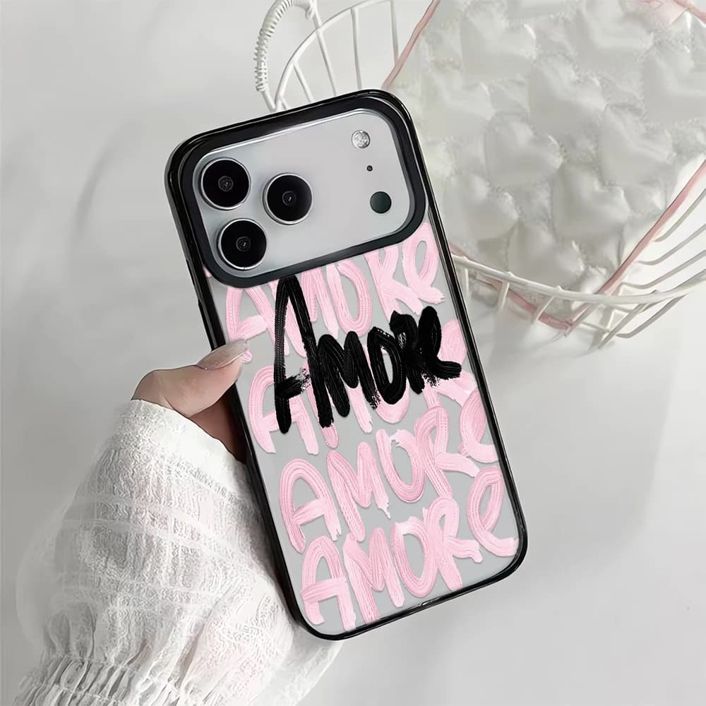 Amore-Love Custodia per telefono con scritta rosa romantica italiana per IPhone 16 12 13 11 17 14 15 Pro Max Cover antiurto 15 Pro