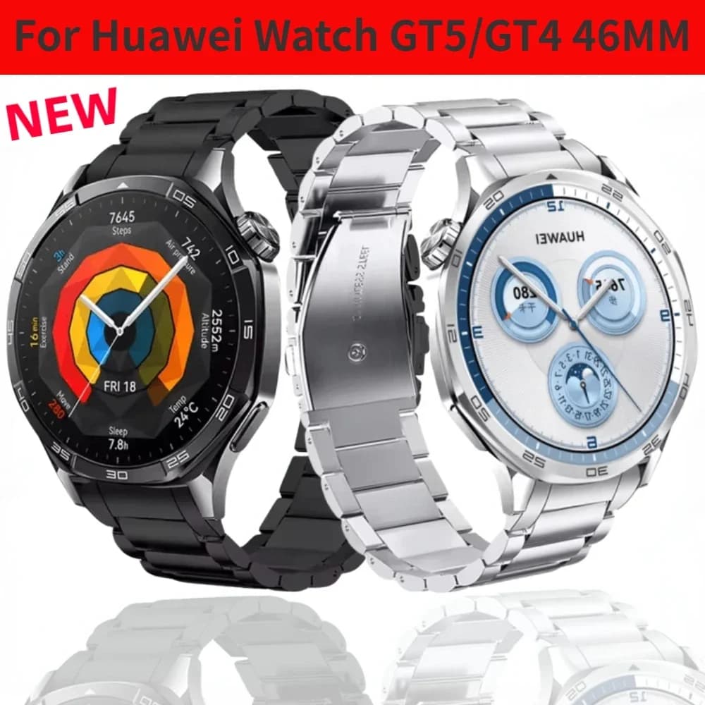 Cinturino in metallo ufficiale senza gap in acciaio inossidabile per Huawei Watch GT6 GT5 GT4 46mm Comodo cinturino in metallo sostituibile