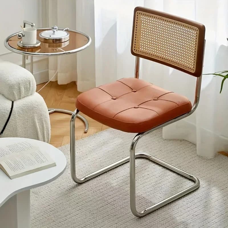 Nordic style dining chair: artificial leather cushion, electrolytic metal structure, comfortable and durable dining room chair
