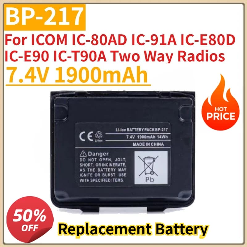 Nuovo 7.4V 1900mAh BP-217 Walkie Talkie Batteria di ricambio per ICOM IC-80AD IC-91A IC-E80D IC-E90 IC-T90A Radio bidirezionali