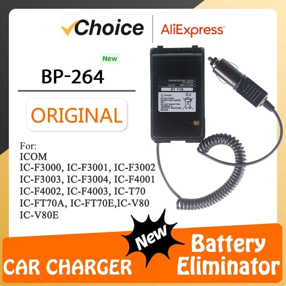 BP-264 Eliminatore batteria per ICOM IC-V80 V80E IC-F3001 F3002 IC-F4001 IC-F4002 4008 Walkie Talkie Batteria Adattatore caricabatterie