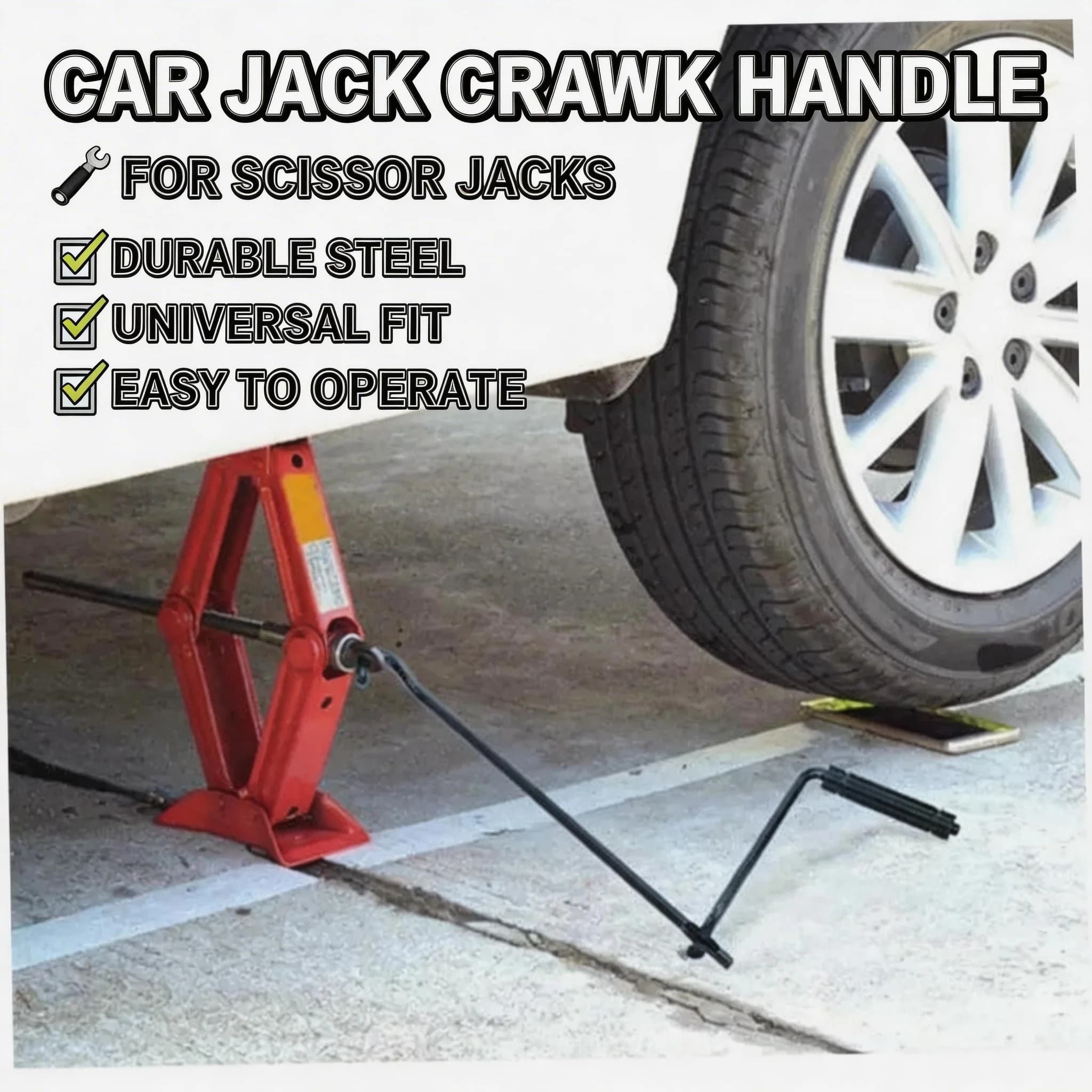 Foldable Car Hand Jack Rocker For Car Jack Folding Handle Scissor Jack Rocker General Jacks Helper Easy Store Portable Design