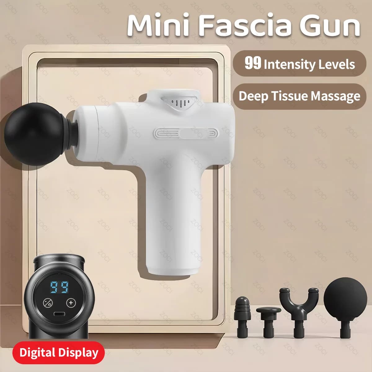Lightweight Muscle Relaxation Massager Electric Vibration Fascia Gun Electric 99 Level Massager with 8 Massage Heads for Body