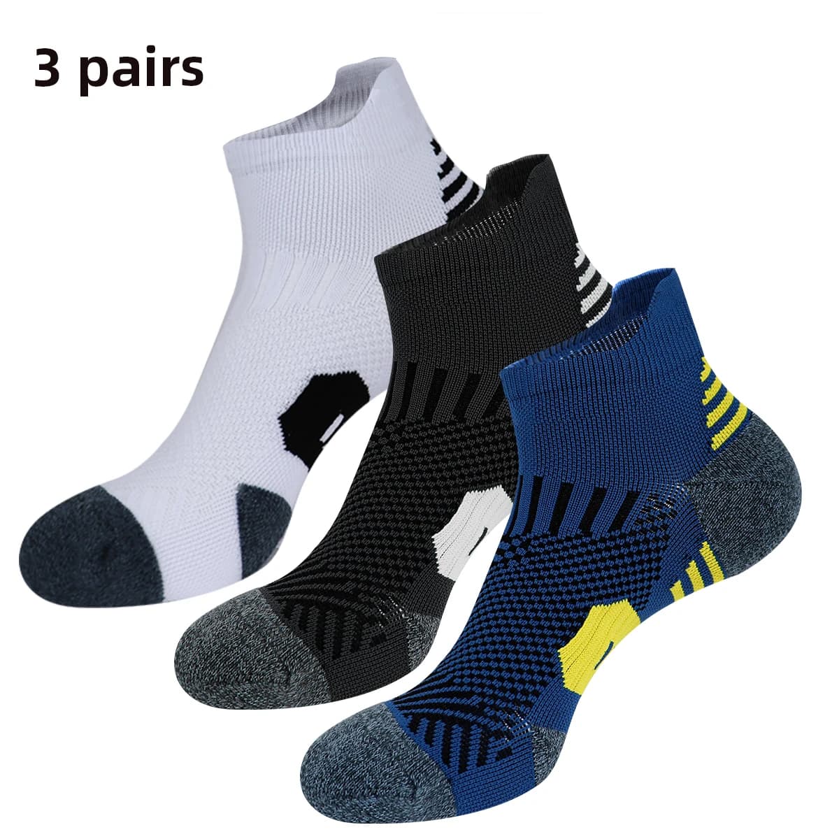 3/9 pairs of non-slip sports socks for men and women, thick towel bottom, professional basketball socks for racing fitness training