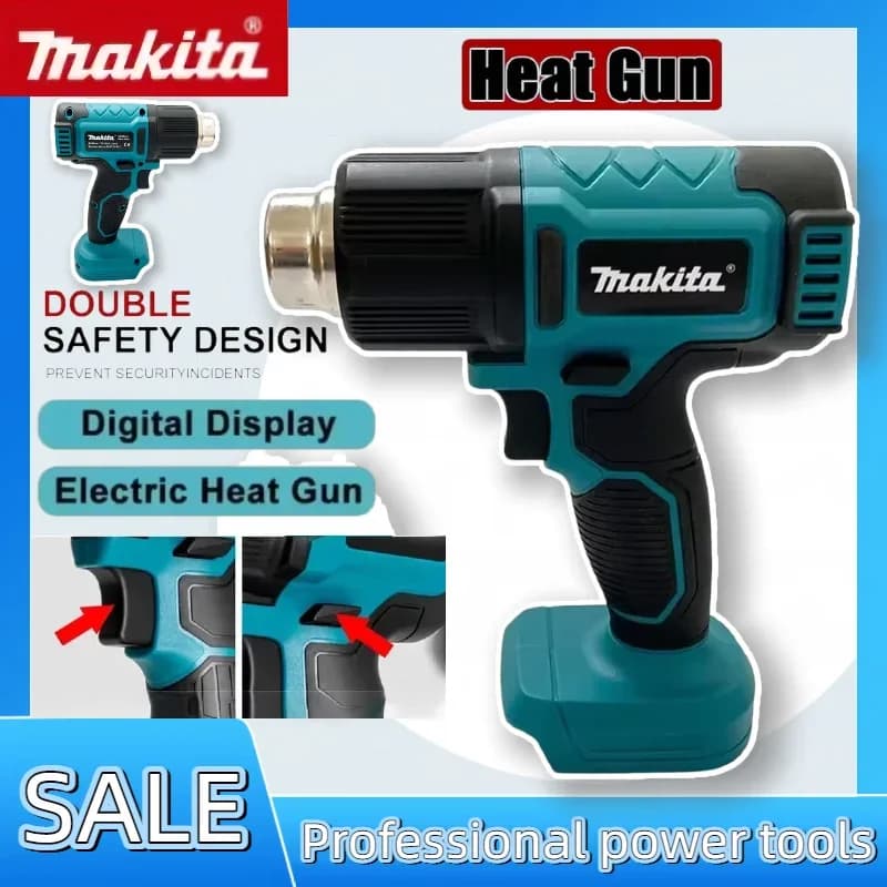 Pistola Termica Industriale Makita, Pistola ad Aria Calda Portatile Elettrica, Temperatura Regolabile, Senza Fili, Compatibile con Batteria Makita 18V