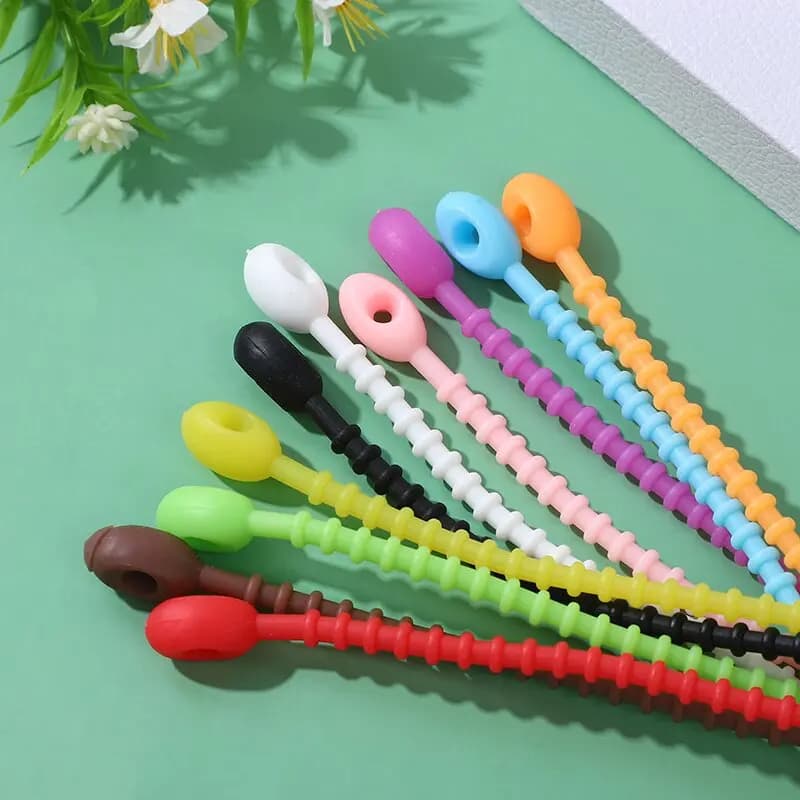 Fascette in silicone riutilizzabili da 10 pezzi - Cinghie di rilegatura per organizer per cavi morbidi per fili/cavi/tubi/piante Soluzione di fissaggio durevole