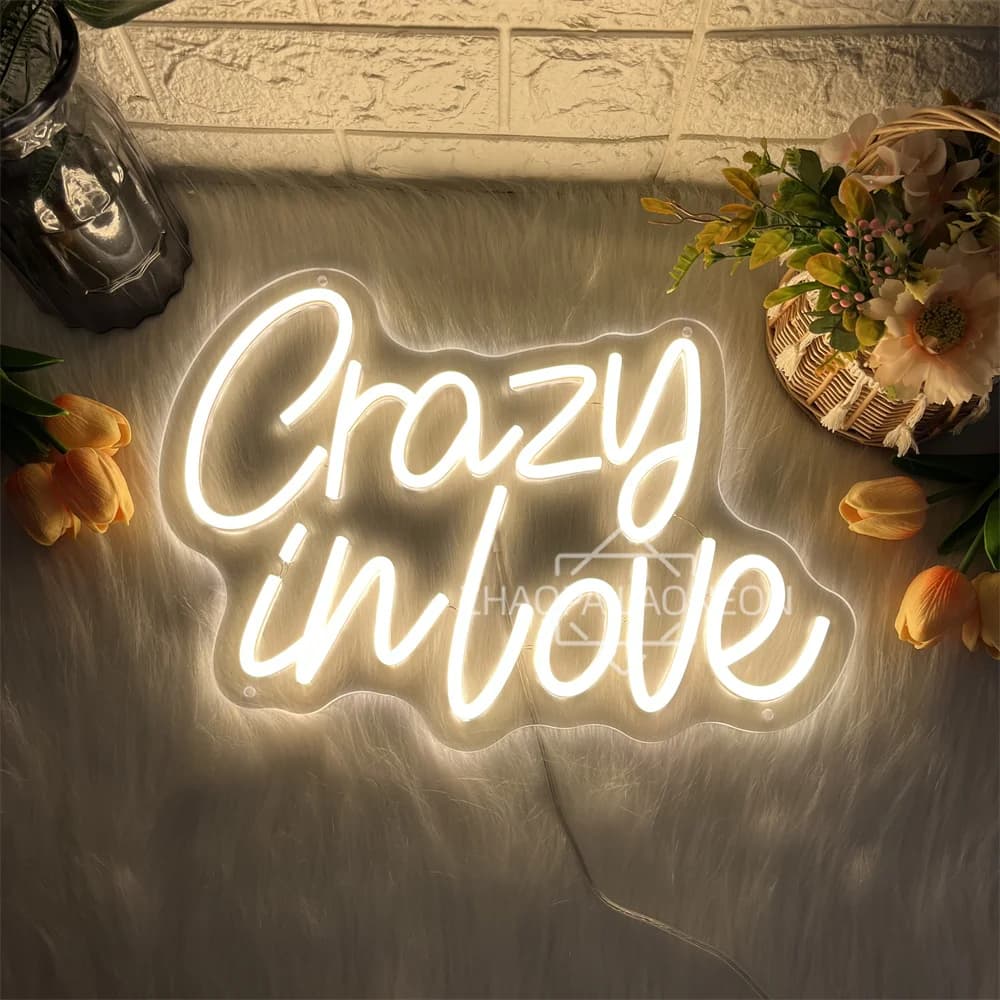 Crazy In Love Insegna al neon Decorazione della camera da letto di nozze Led Custom Neon Light Sign Room Wall Party Wedding Decor Luci al neon Regalo