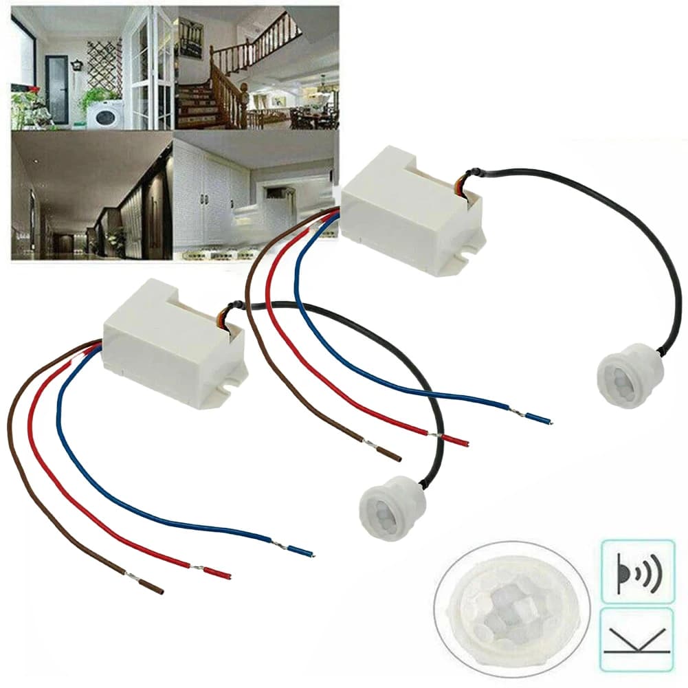 2pcs Ceiling PIR Motion Sensor Switch with 360 Degree Detection Angle and Adjustable Sensitivity for Light Activation