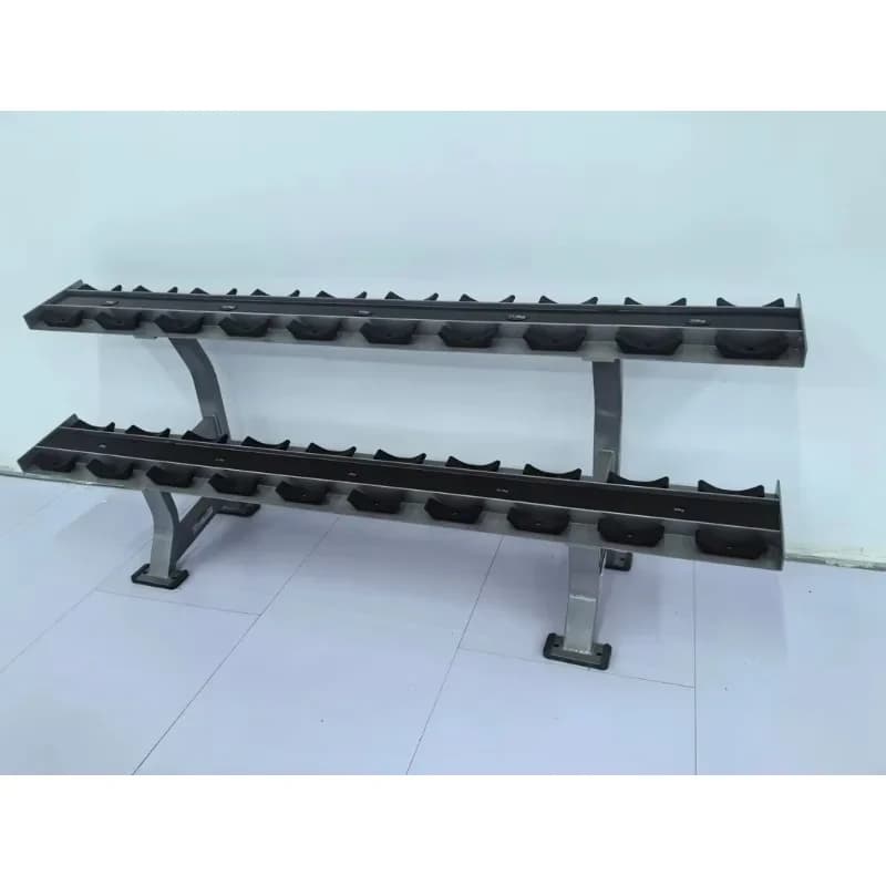 2-Tier Dumbbell Rack Indoor Gym Club Fitness Gear Heavy Duty Steel Durable Safe Structure for Club Daily Fitness Workout Storage