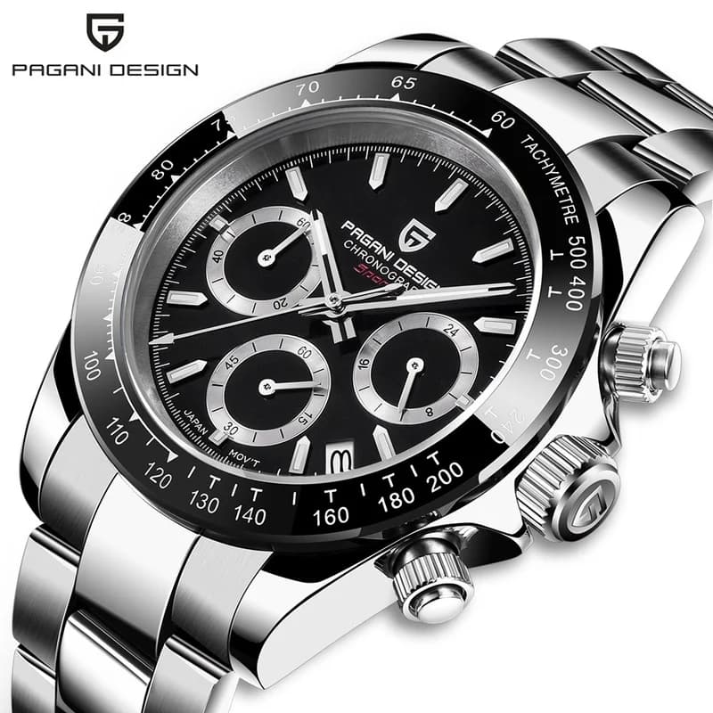 Pagani Design PD1644 Men Sport Chronograph Watch Japan VK63 Quartz Movement Tachymeter Ceramic Bezel Sapphire Crystal 100M