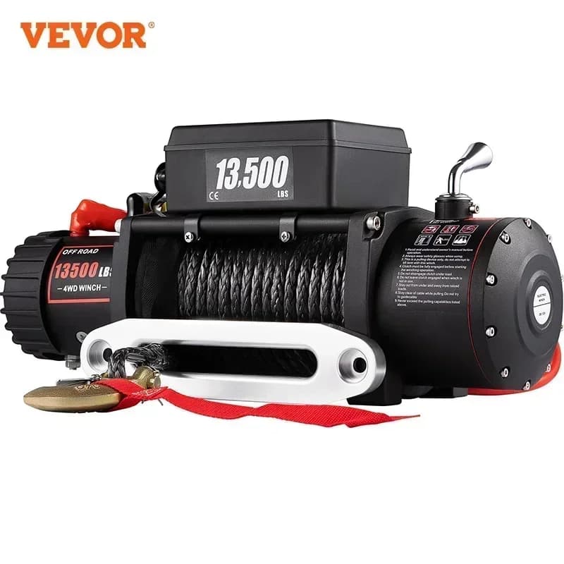 VEVOR 13500LBS Verricello Elettrico 12v 27M/92FT Corda Sintetica Sollevamento Treuils Sollevamento per 4X4 Rimorchio Auto ATV Camion Off Road Barca