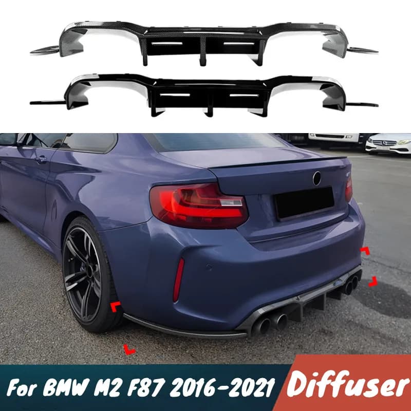 Diffusore Posteriore per BMW M2 F87 2016-2021, Spoiler in Fibra di Carbonio Nero, Kit Carrozzeria, Accessori Tuning Esterni