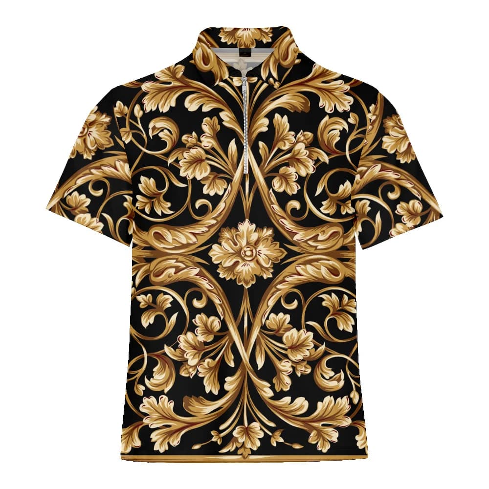 Golden Flower Luxury 3D Polo da uomo Pantaloncini da uomo estivi Manica Polo Abbigliamento da uomo Tee Shirt Polo di marca Golf Tempo libero Modello