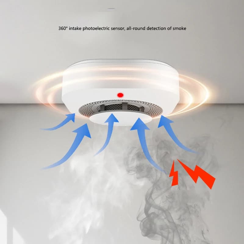 Rilevatore di fumo da soffitto Accessorio indipendente antincendio Allarme wireless 433M 360 ° Rilevamento completo