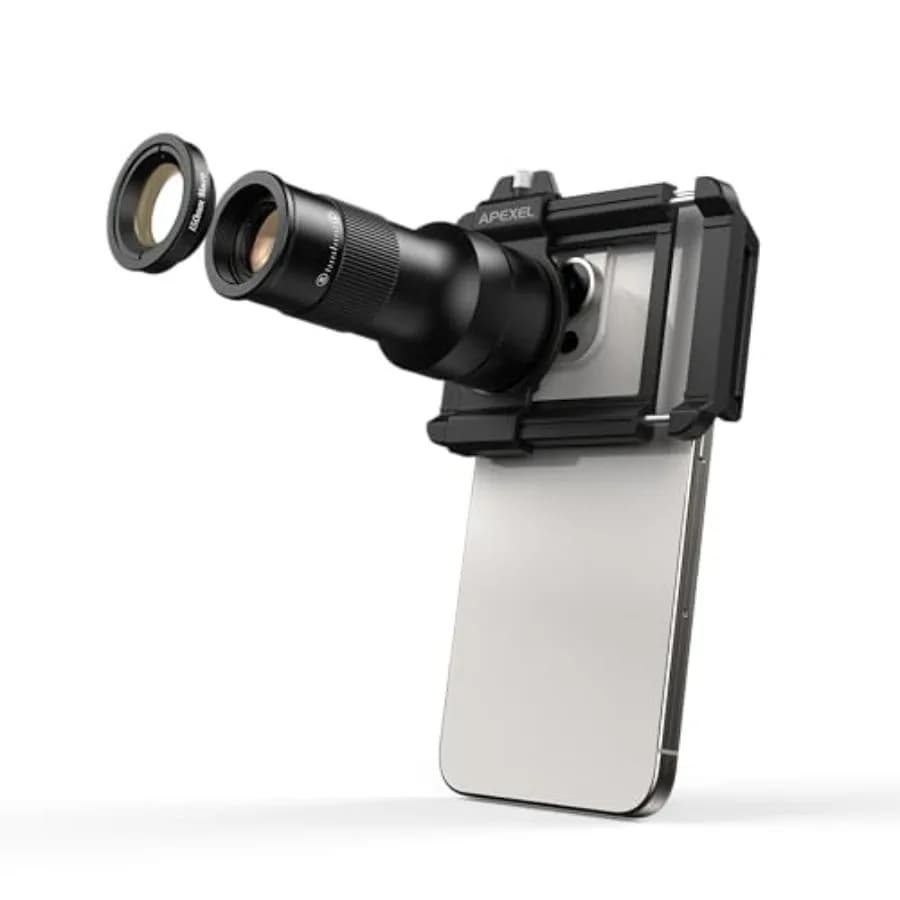 2-in-1 Smartphone Camera Lenses Kit in Aluminium with Universal Clip for iPhone 16/15/14/13 and Android Phones, 6X 150mm Macro Silver