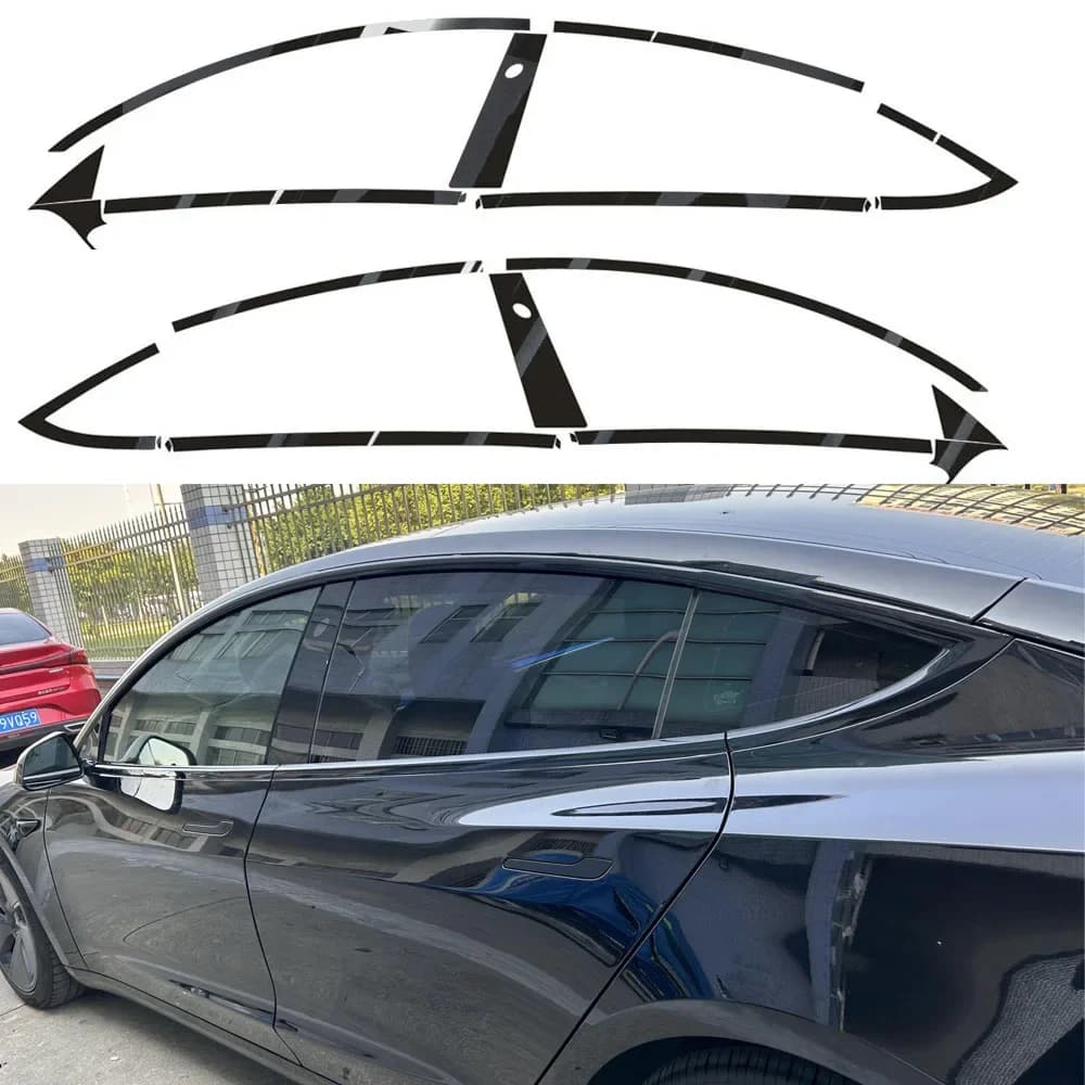 Per Tesla Model 3 2017-2022 Finestra berlina cromata Elimina pilastri oscuranti ABC Adesivi neri lucidi