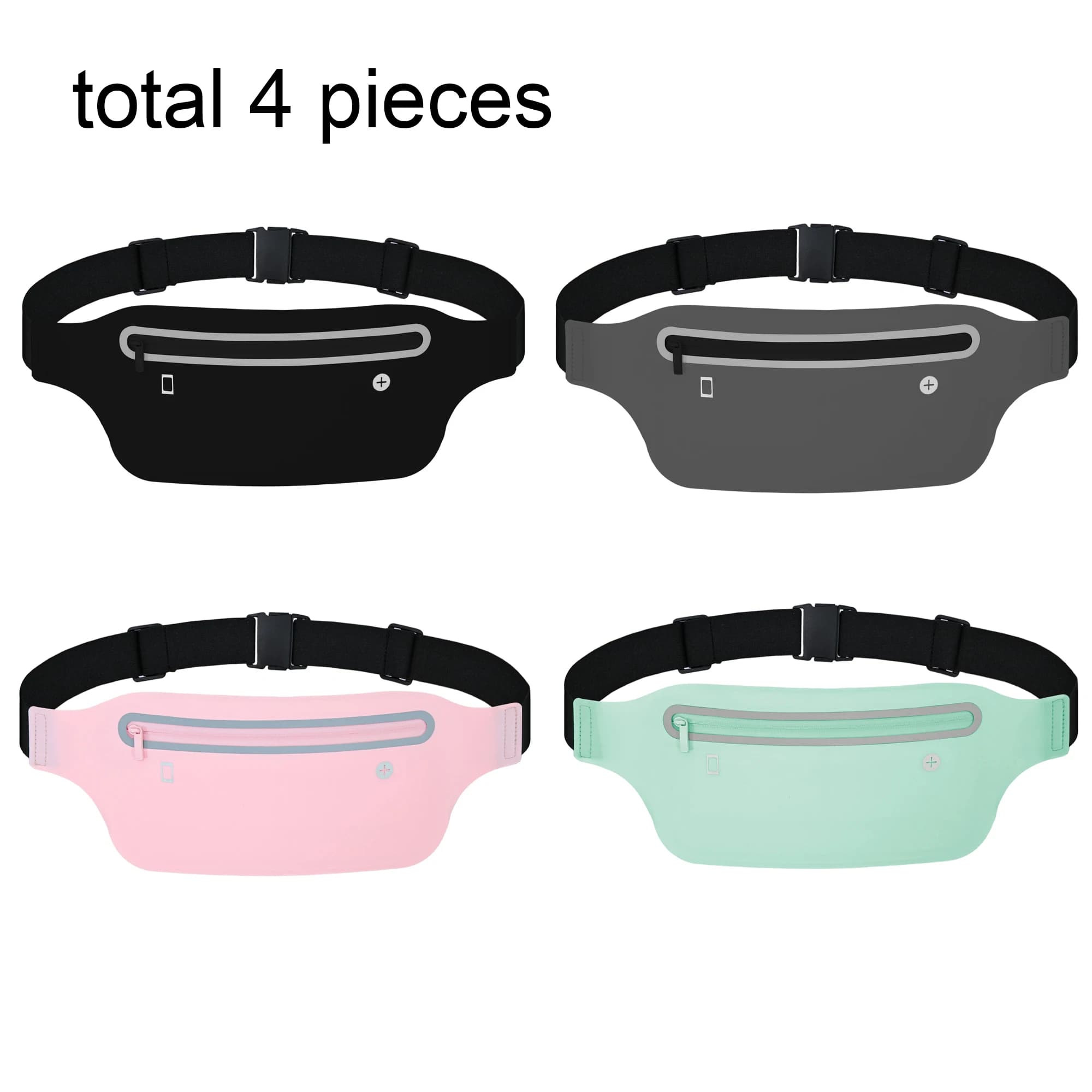 4 Pieces Running Belt Waist Bag Sports Fanny Pack Women Men Waterproof Gym Phone Pouch Banana Bags Run AccessoriesP