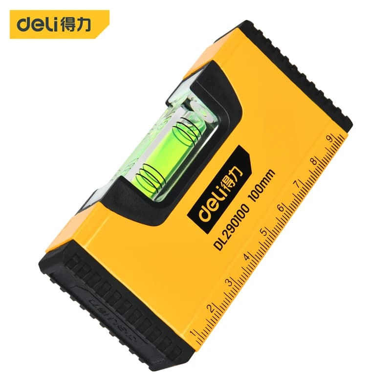 Deli 100mm Livello tascabile magnetico portatile Struttura in alluminio ad alta precisione Livella a bolla a bolla Livello orizzontale