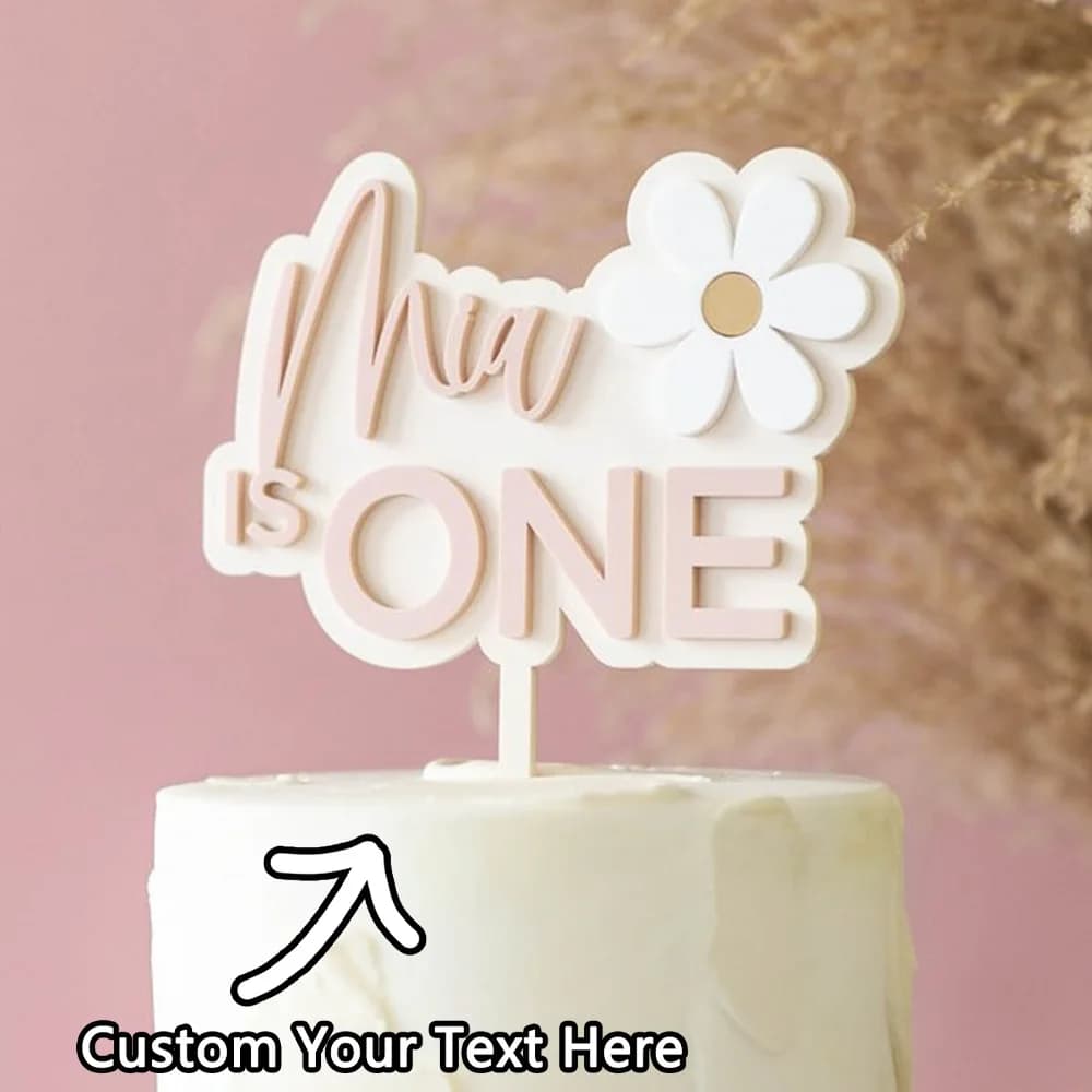 1PC Custom PMMA Cake Topper - Personalized Name & Number Accessory | Laser Engraved Pink Unique Gift for Celebrations