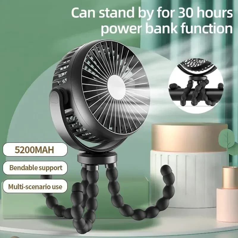 Nuovo passeggino multifunzionale da 5200 mah Mini ventilatore Portatile USB ricarica piccolo ventilatore Sedile per telefono cellulare Ventilatore Octopus portatile esterno