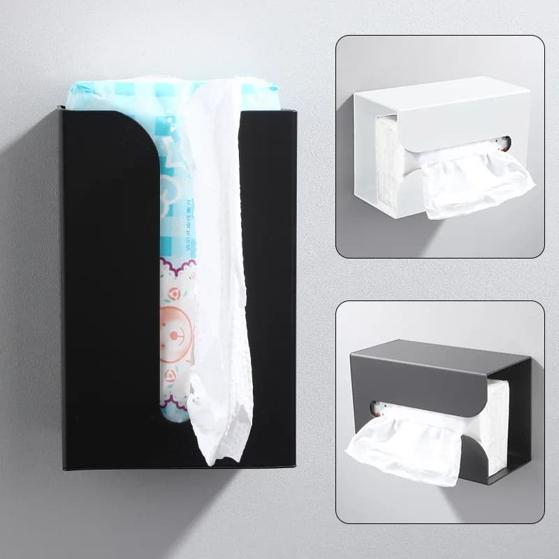 Wall Mounted Tissue Box Punching Toilet Paper Holder Wet Wipe Napkin Paper Case Storage Rack Space-saving Shelf For Home Kitchen