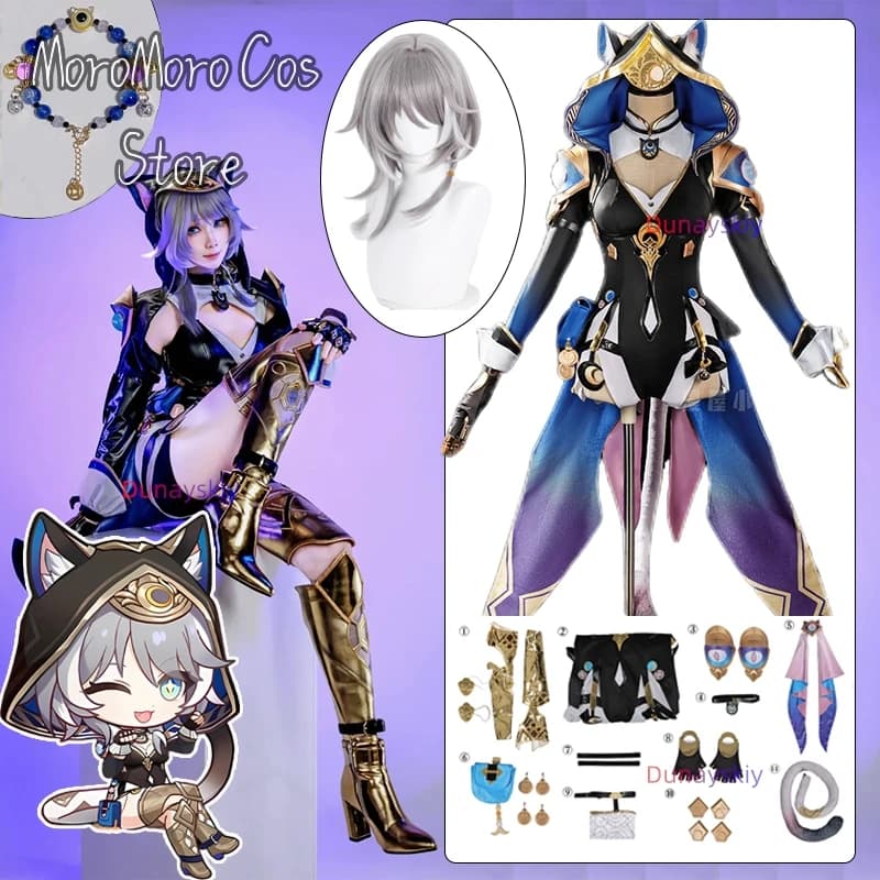 Cipher Honkai: Star Rail Costume Cosplay Tuta da donna Coda unica Prop Body Donna Halloween Uniforme Gioco di ruolo Zentai Suit