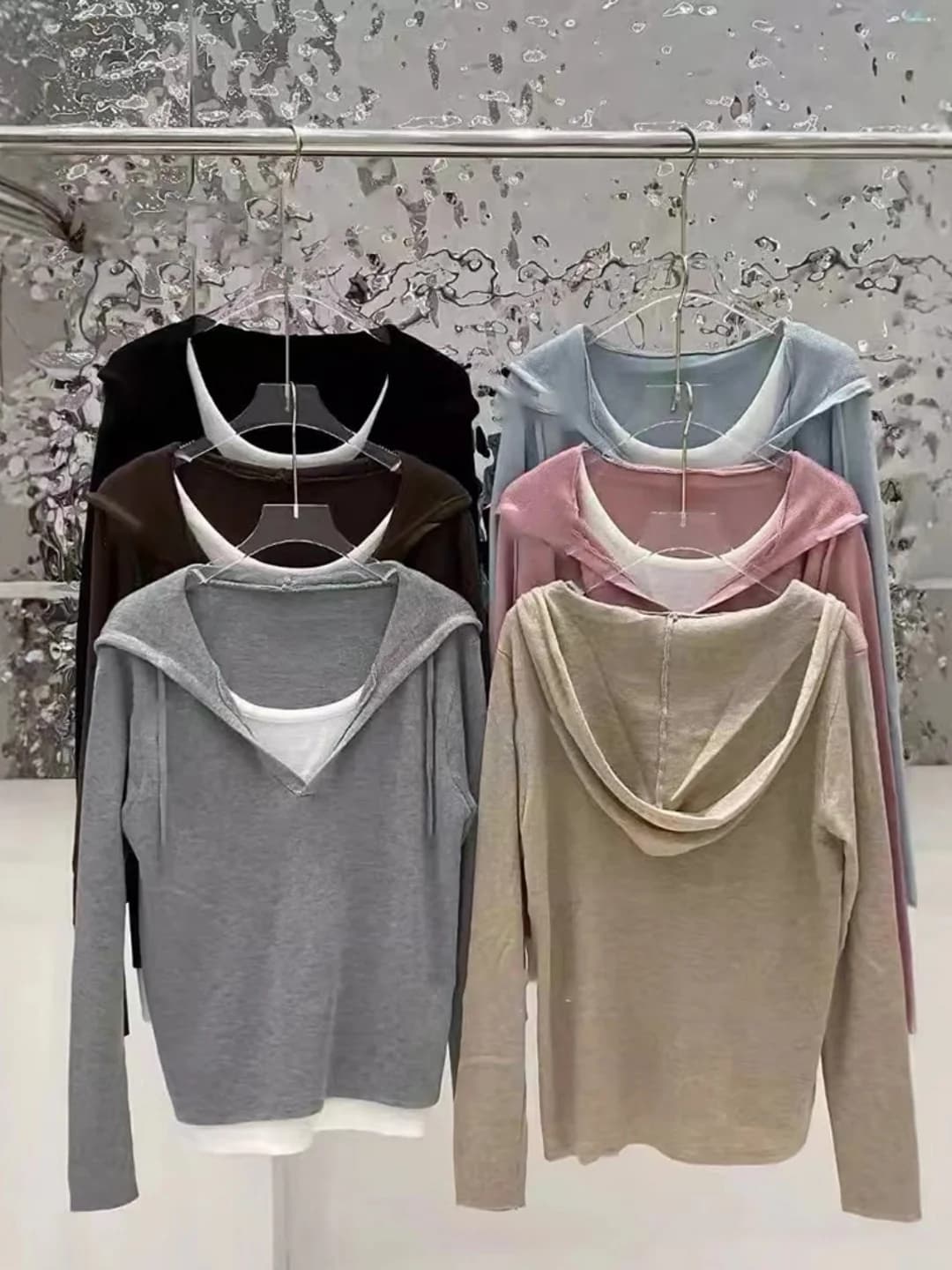 plus Size Knitwear Long Sleeve Hoodie Elegant Style Casual Loose Fit Color Block Sweater for Young Women Autumn Winter Fashion