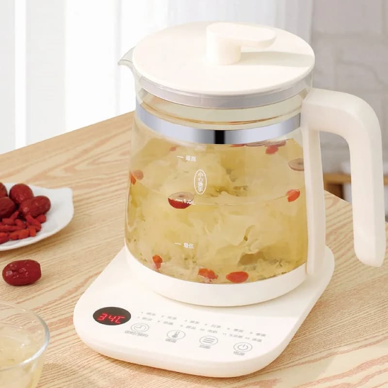 1.8L Smart Health Pot Home Electric Kettle Multifunctional Tea Maker Appointment Office Glass Flower Teapot Auto Keep Warm 800W