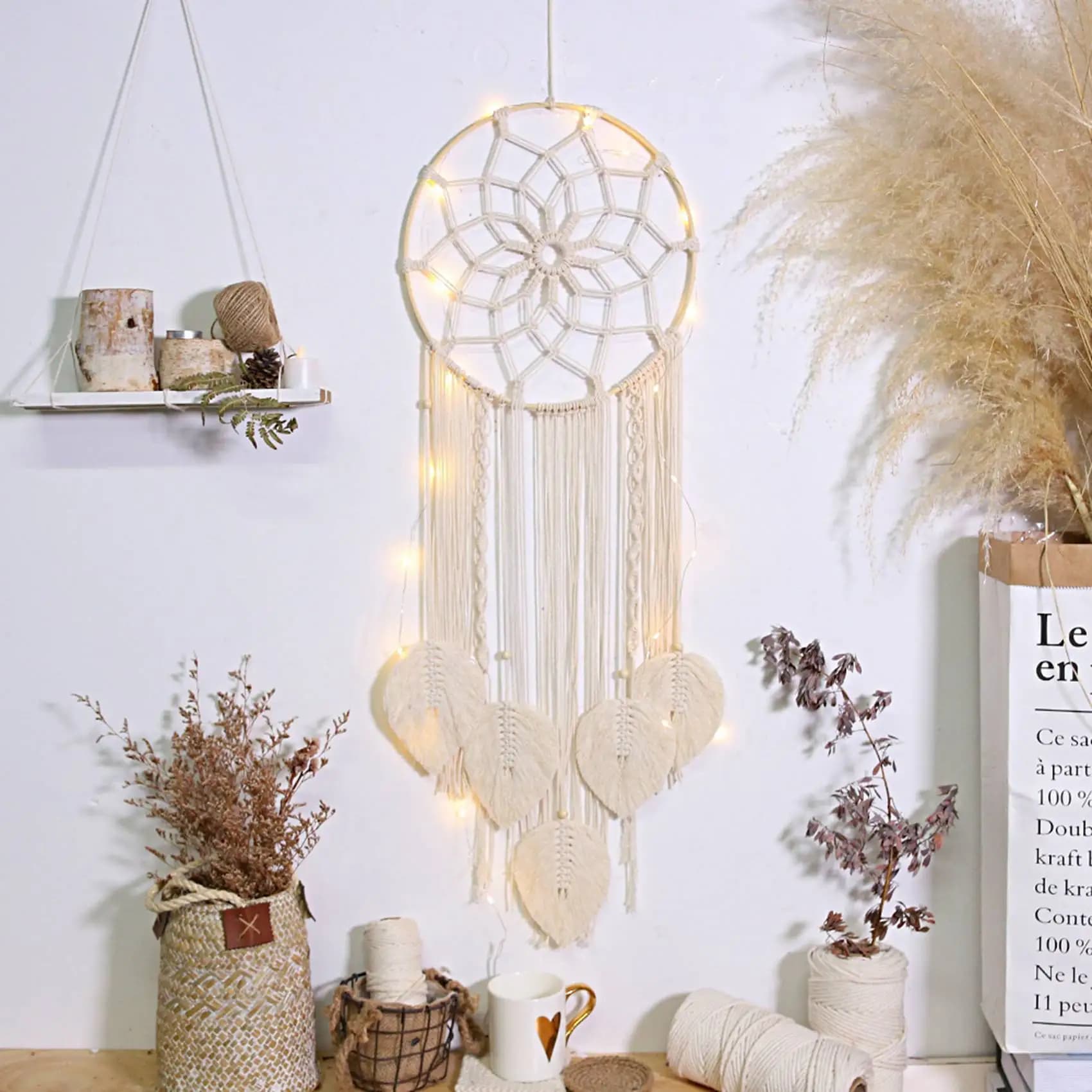 Premium-Macrame Dream Catcher Large Wall Hanging Handmade Dream Catcher Boho Tassels for Bedroom Living Room Decoration Gift