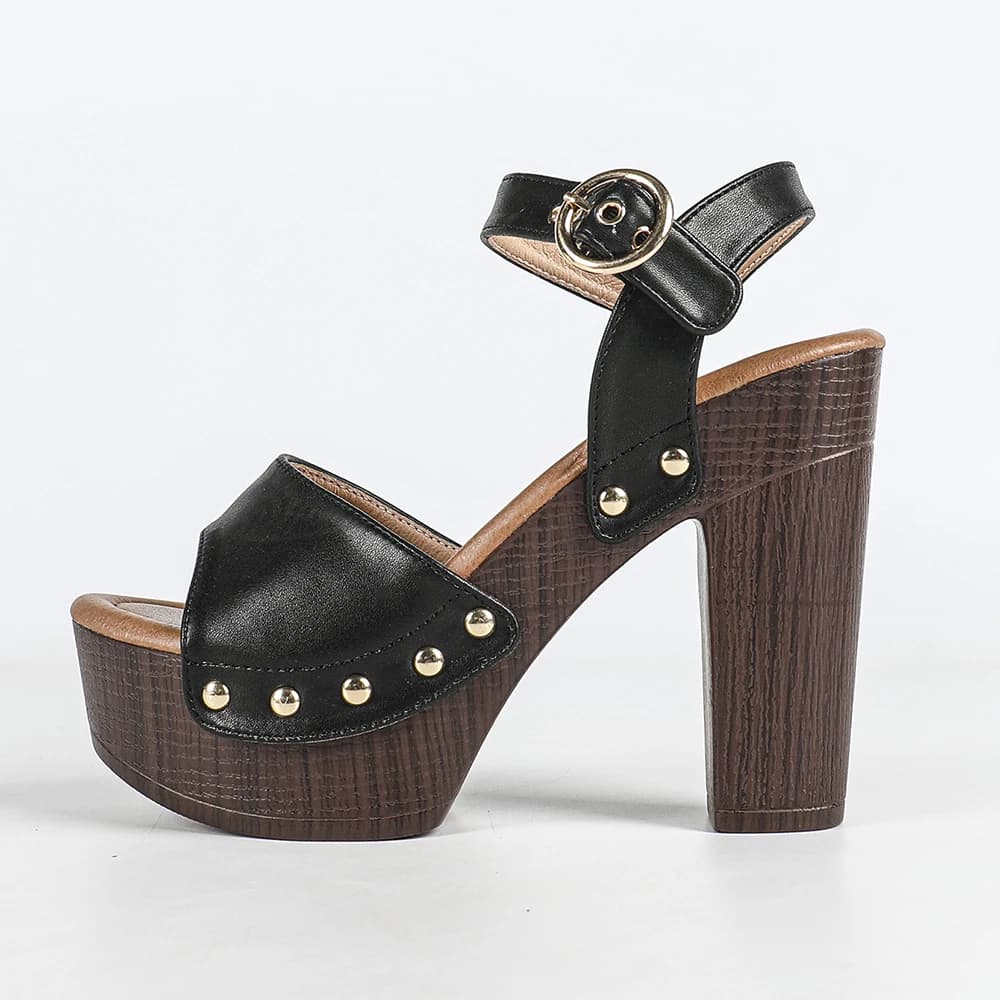 Women's summer new super high heels sandals fish mouth sandals rivets sandals thick sole thick heel buckle open toe sandals