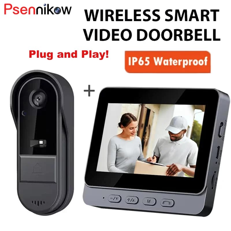 Videocitofono Wireless con Visione Notturna HD, Schermo IPS da 4.3 Pollici, Telecamera Impermeabile per Porta, Sicurezza Domestica Intelligente Video By Bell