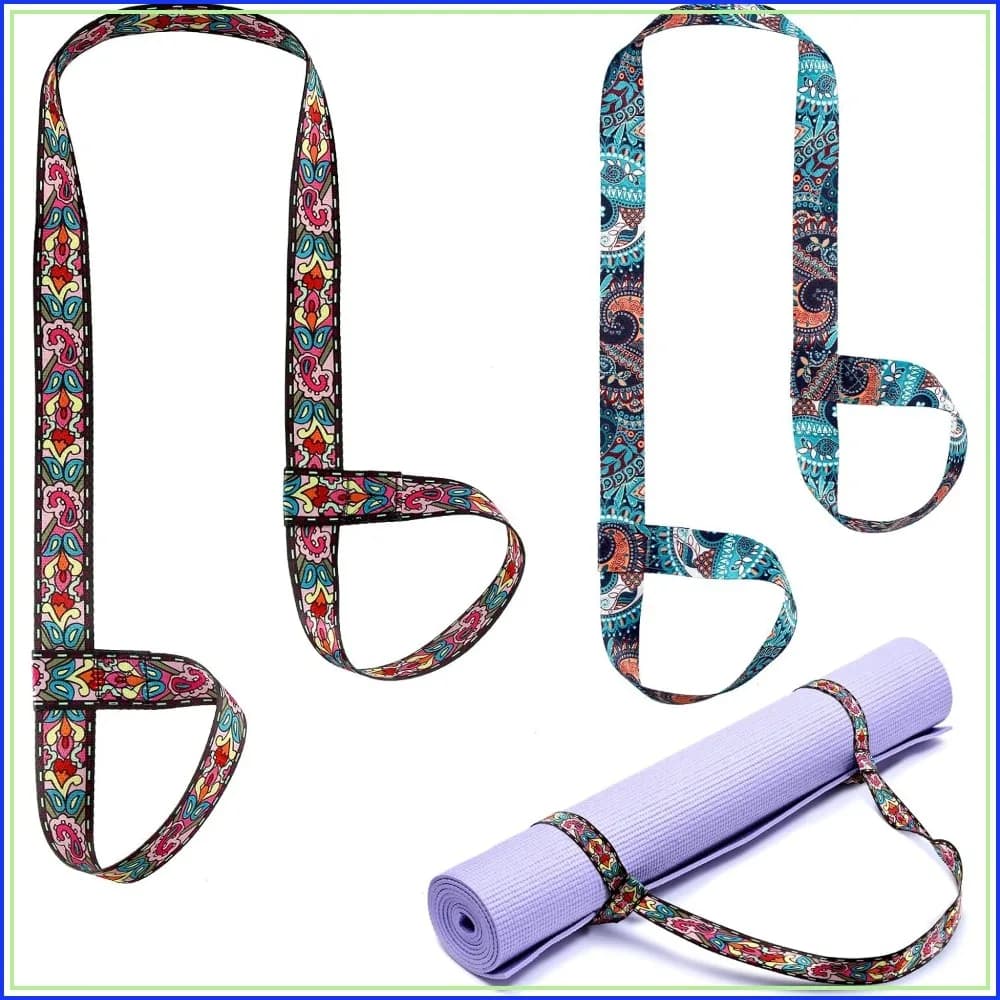 2 Pcs Yoga Mat Strap Sling Adjustable Thick Mat Carrier Stretching Band