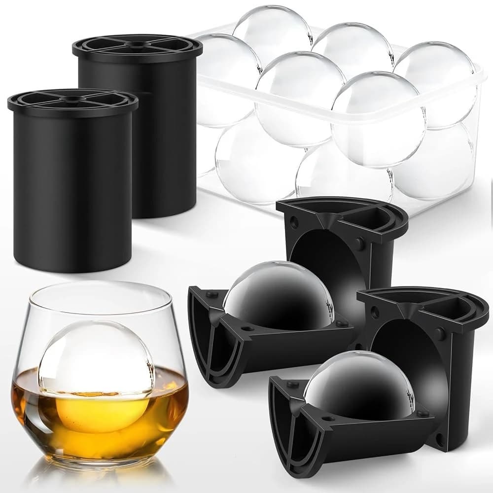 Stampo per Cubetti di Ghiaccio Trasparenti, Stampo per Sfere di Ghiaccio in Acciaio Inox da 2,5 Pollici per Whisky e Cocktail, Stampo per Cubetti di Ghiaccio in Silicone Premium Senza BPA