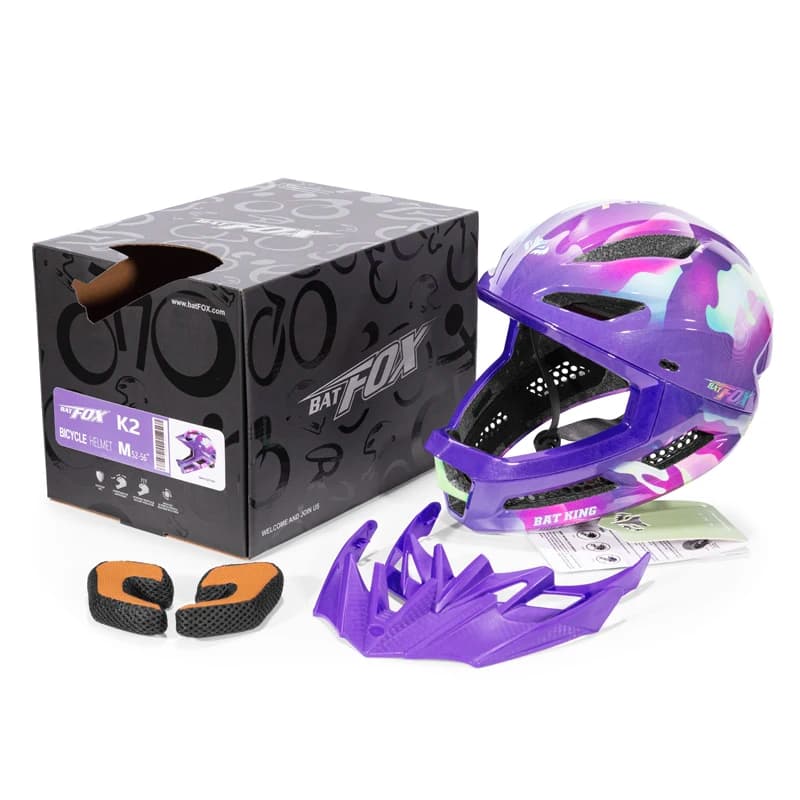 Casco da Bici BATFOX per Bambini e Ragazzi, Stile alla Moda, Protezione Completa, Casco da Ciclismo e Motocross, Protezione per la Testa