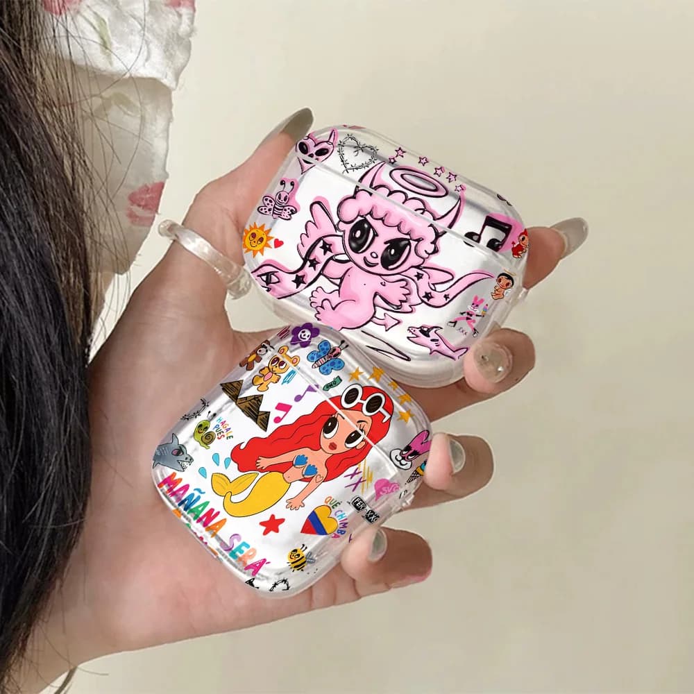 Hot K-Karol G Mananas Seras Bonito Translucent Case for Airpods 4 3 Pro 2 1 Wireless Earphone Headphone Pro2 Protective Covers