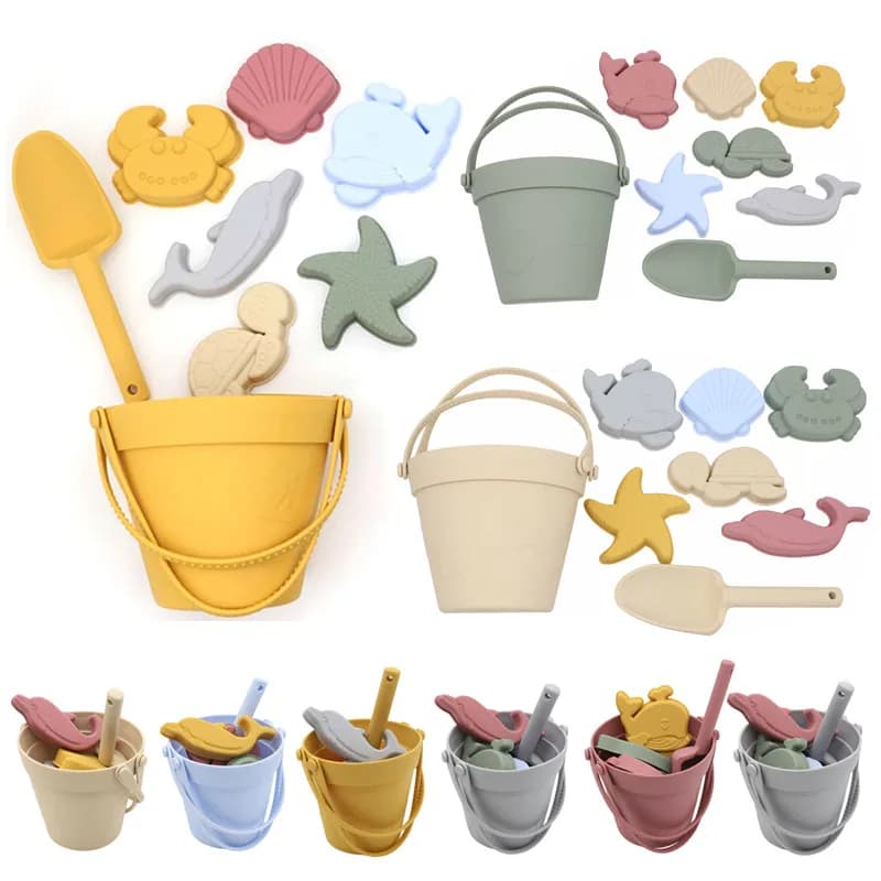 8 pezzi giocattoli da spiaggia estivi per bambini set di sabbiera in silicone morbido gioco da spiaggia giocattolo per inviare ai bambini giochi da spiaggia strumenti per giochi d'acqua con sabbia nuotare