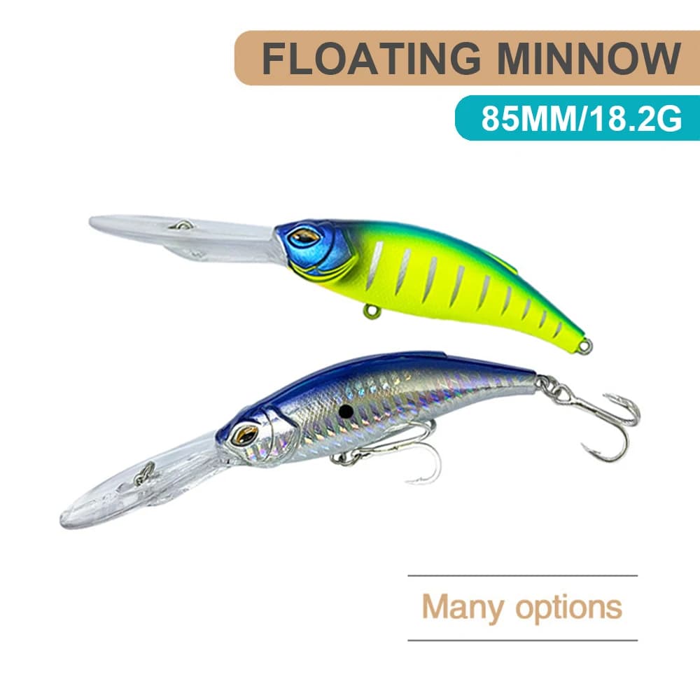 8.5 centimetri 18.2g Esche Da Pesca Galleggiante Minnow Wobbler Long Casting Deep Diving Swing Jerkbait Artificiale Esca Dura Trota Spigola MN713