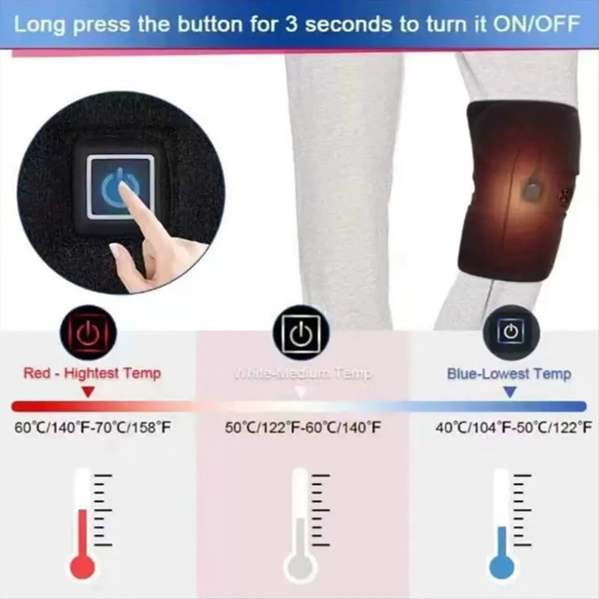 (A94Z) 1 Paio di Massaggiatori Termici Elettrici per Ginocchia, Supporto Riscaldante per Ginocchio, Ideale per Artrite, Articolazioni, Gambe Fredde e Riscaldamento del Ginocchio