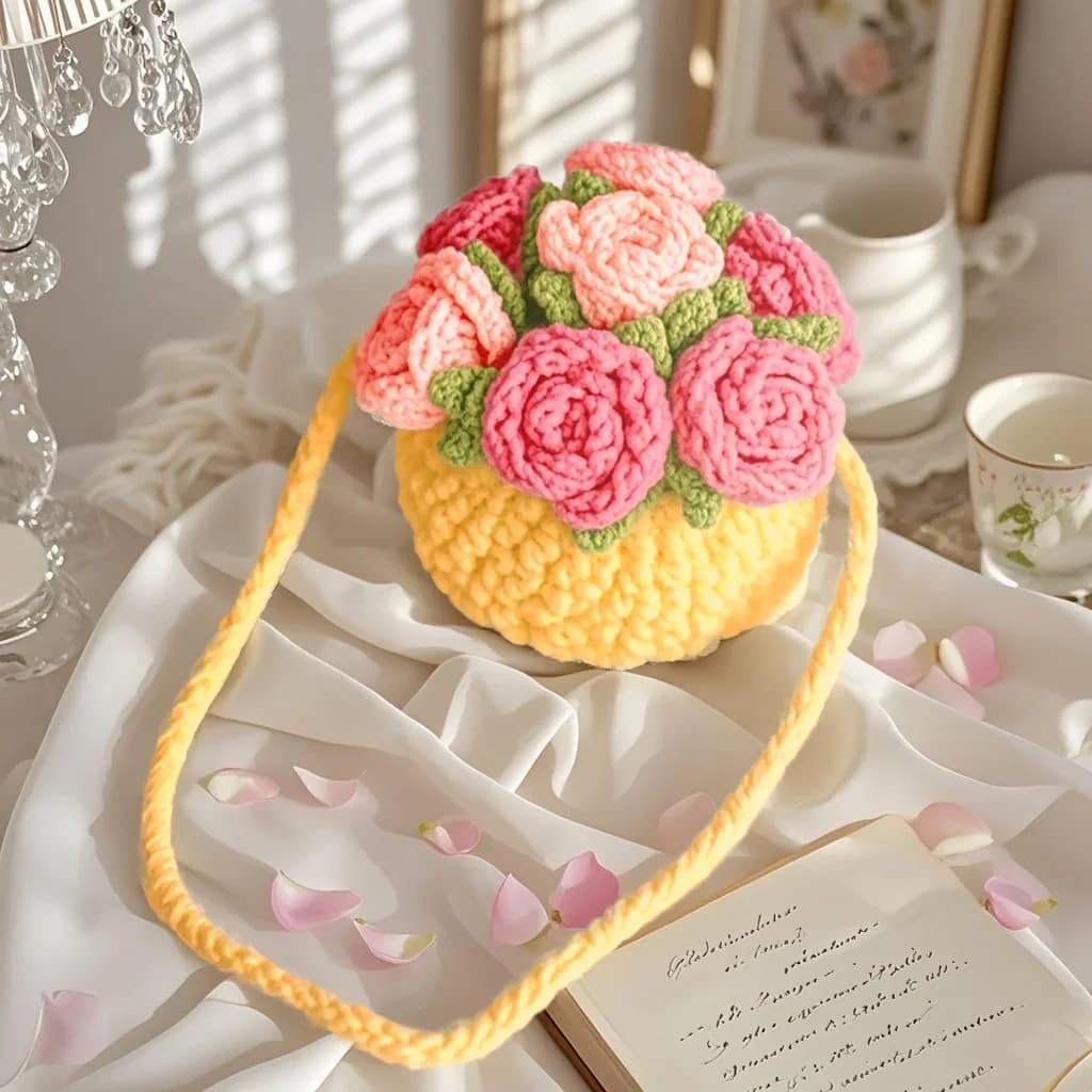 YAMAXIN Kit fai da te per aghi all'uncinetto per principianti Set di strumenti per maglieria per arti e mestieri facili per la creazione di cesti di fiori per principianti