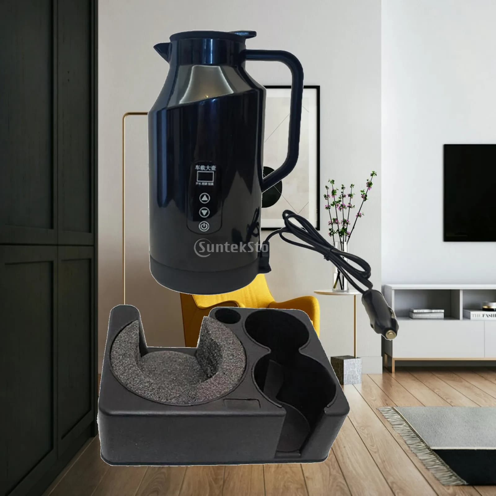 12V 24V 1.5L Car Kettle Electric Water Kettle Fast Heating Speed Height 26.5cm Water Heater Bottle for Drivers Versatile