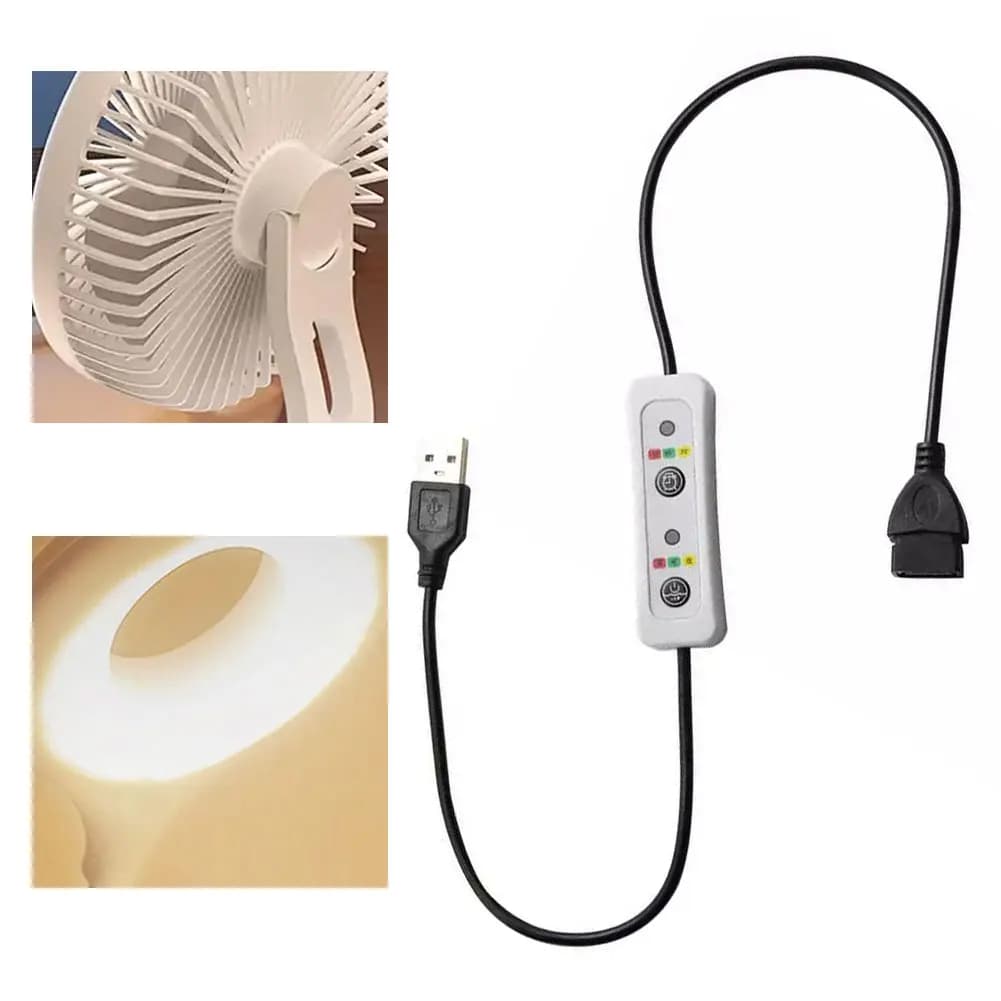 Cavo di prolunga con timer per il controllo della ventola USB, 1 pezzo, con funzione di memoria da 30/90/180 minuti, per lampade da scrivania e dispositivi a bassa tensione