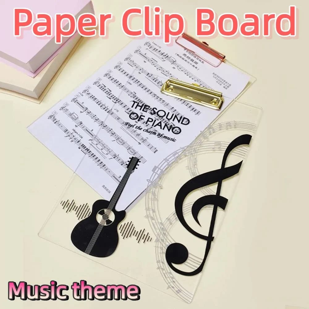 Cartella Portadocumenti con Tema Musicale, Clipboard Trasparente Rinforzato, Tavoletta per Scrittura, Cartella Portatile A4